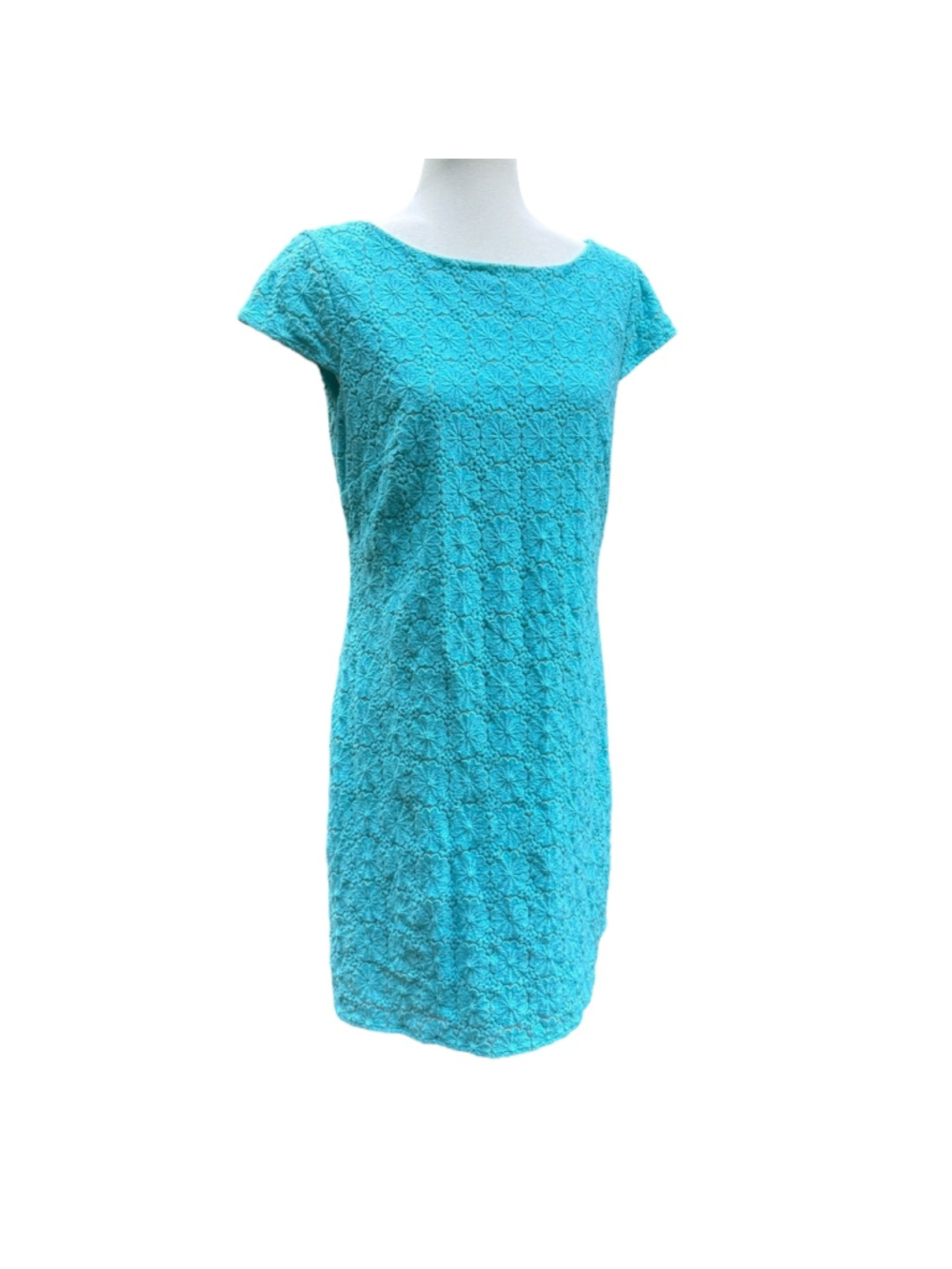 Lilly Pulitzer Jeanette Dress Size 10 Shorely Blue Lace Shift Scoop Back Zip